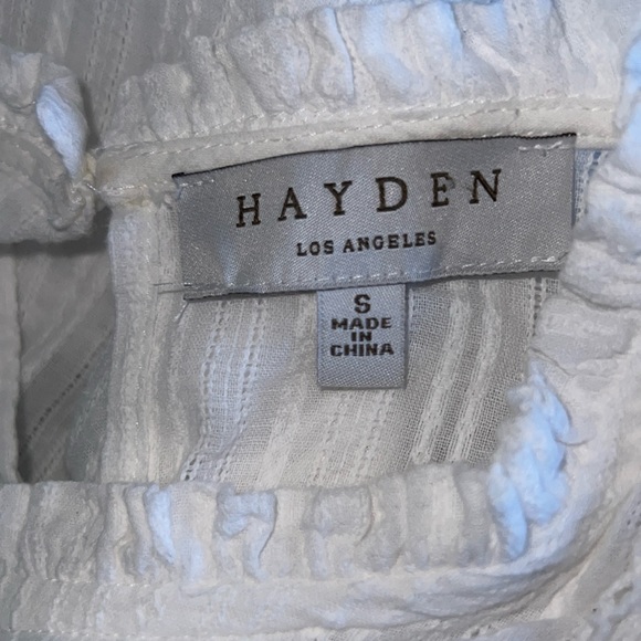 HAYDEN - SMALL WHITE ELASTIC WAIST W/ TIE BLOUSE EUC - Picture 9 of 12